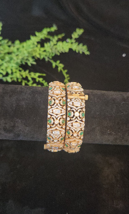 Luxury Kundan Ruby Emerald Designer Bangles