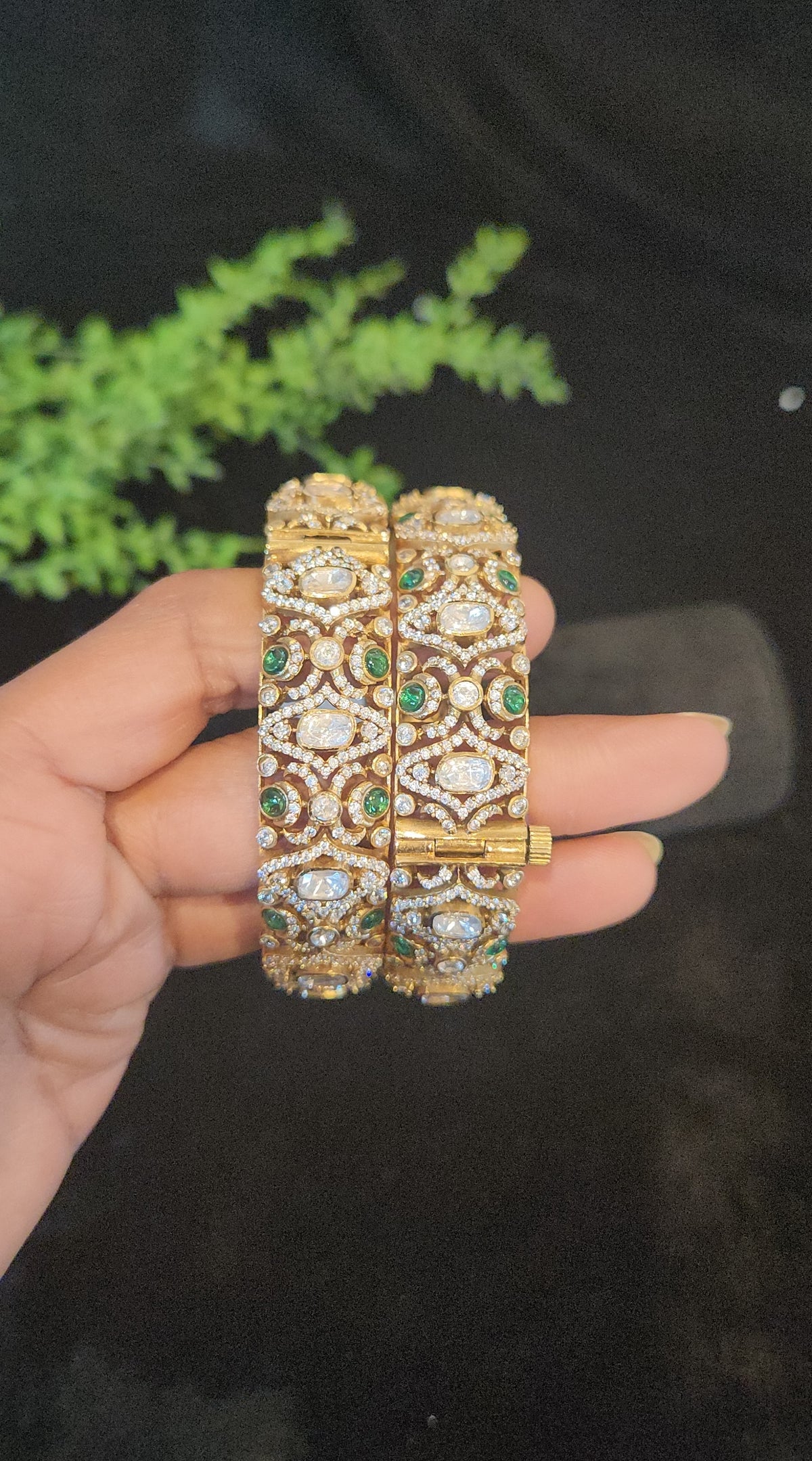 Luxury Kundan Ruby Emerald Designer Bangles