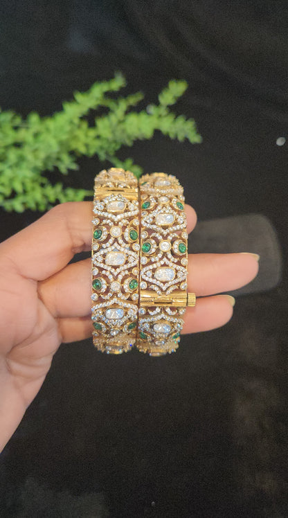 Luxury Kundan Ruby Emerald Designer Bangles