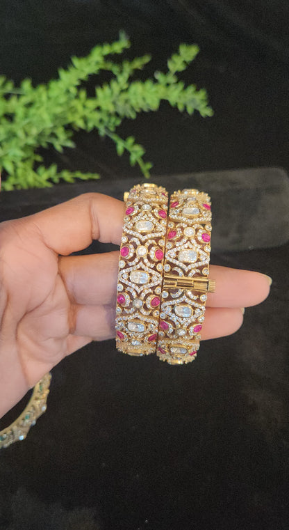 Luxury Kundan Ruby Emerald Designer Bangles