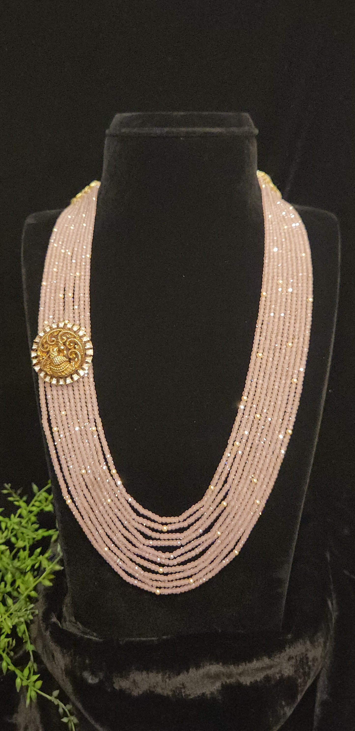 92.5 Silver White & Emerald Bead Haram