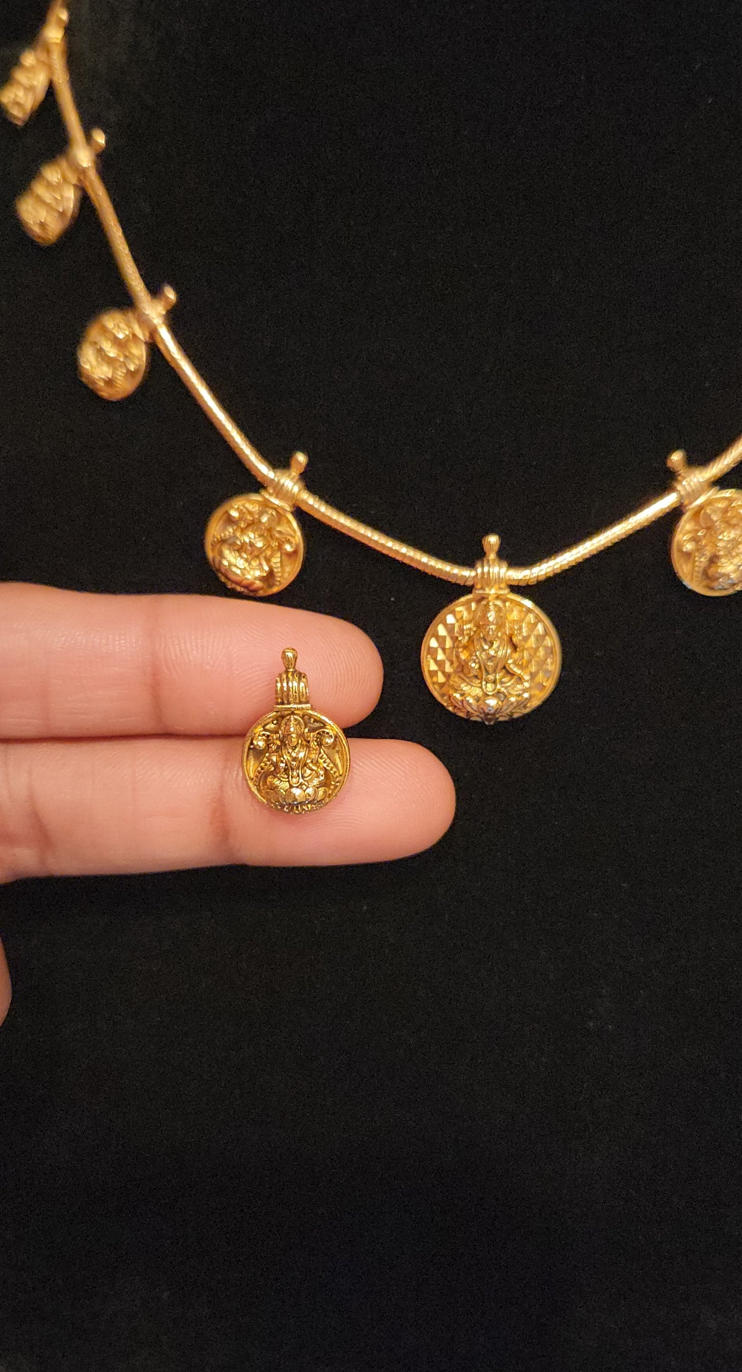 92.5 Silver Lakshmi Coin Motif Gold Finish Necklace Set