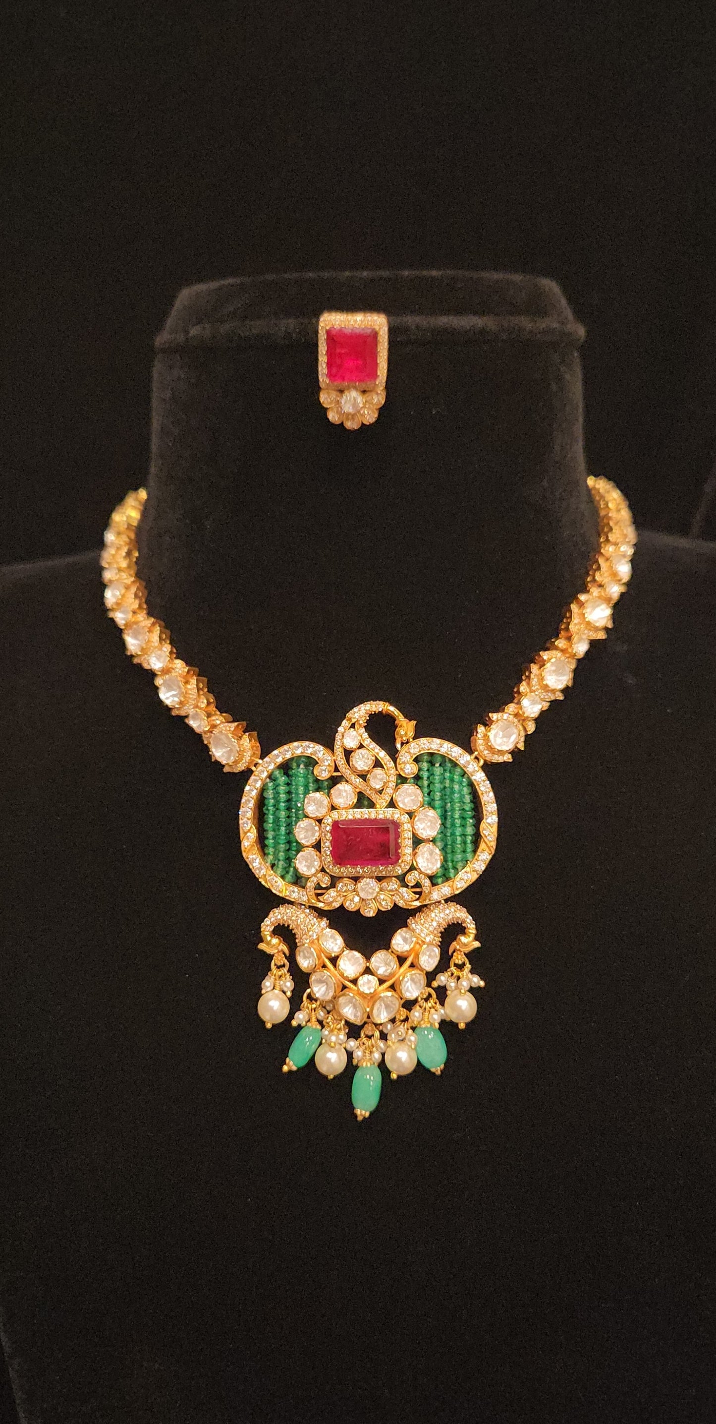 92.5 Silver Peacock Splendour Necklace Set