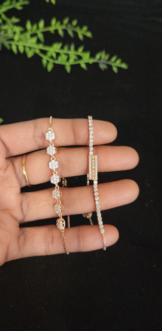 92.5 Silver CZ Charm Bracelet