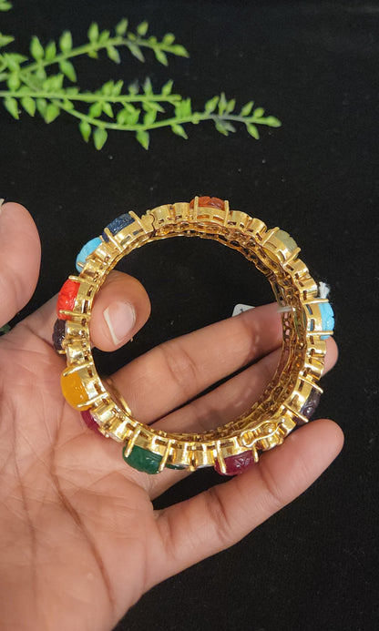 92.5 Silver Royal Navarathna Bangles