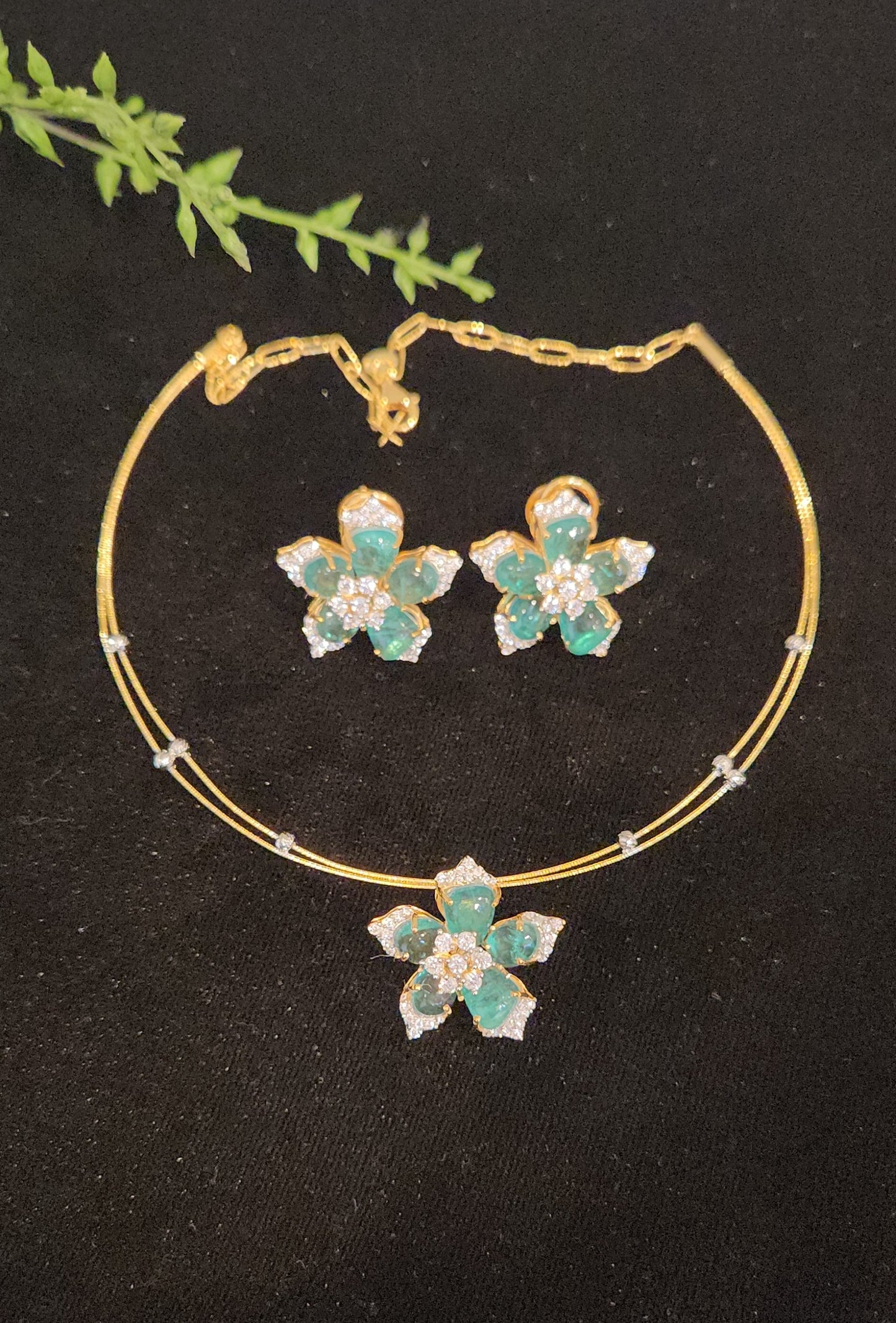 92.5 Silver Floral Charm Pendant Set