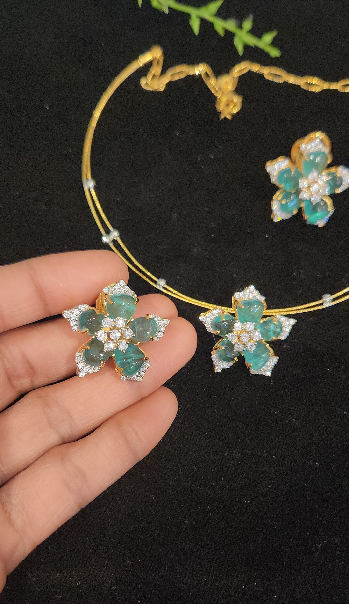 92.5 Silver Floral Charm Pendant Set