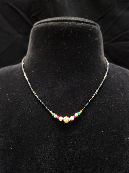 Black Beads Mangalsutra Chain with Multicolor Beads
