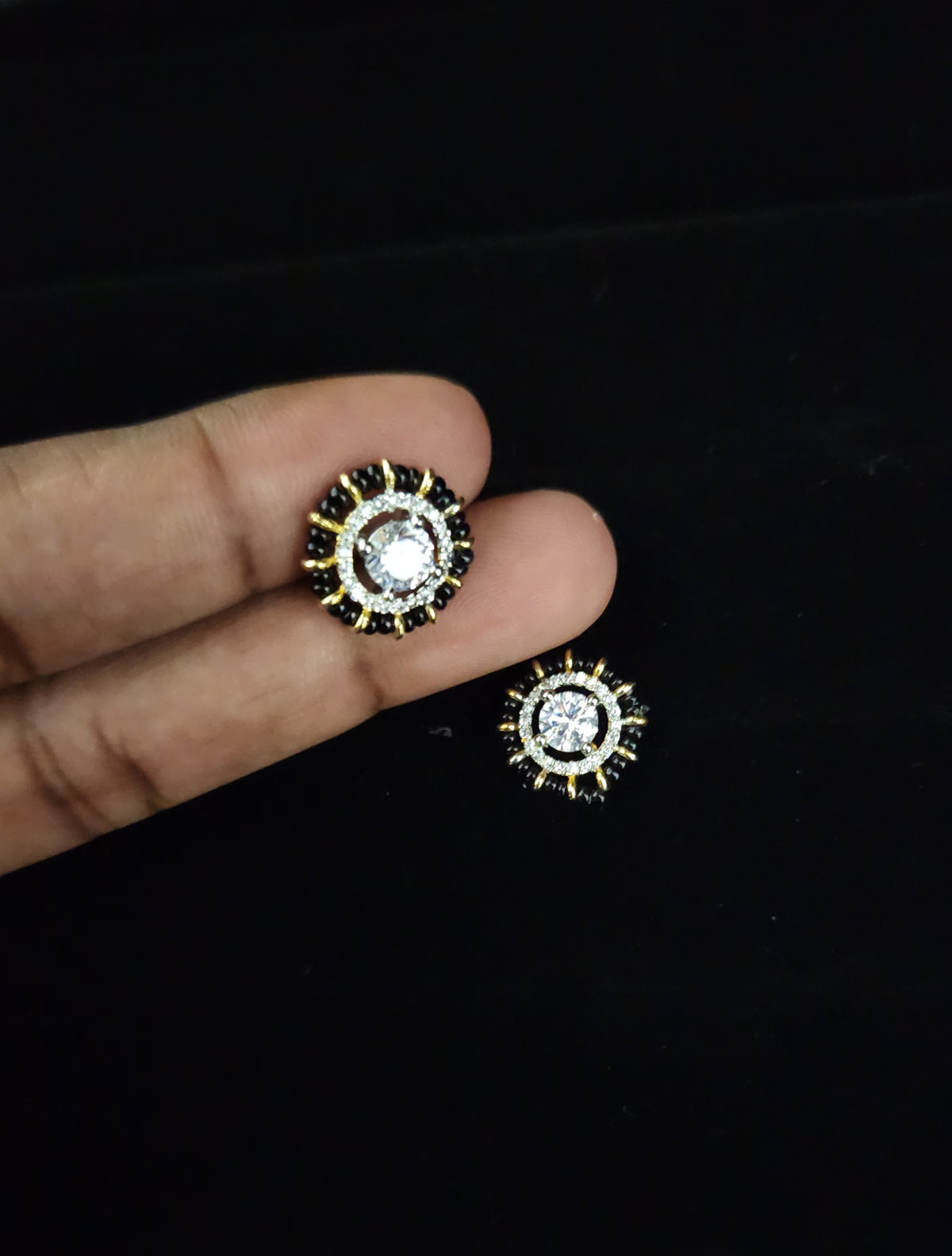 Black Bead Classic Studs