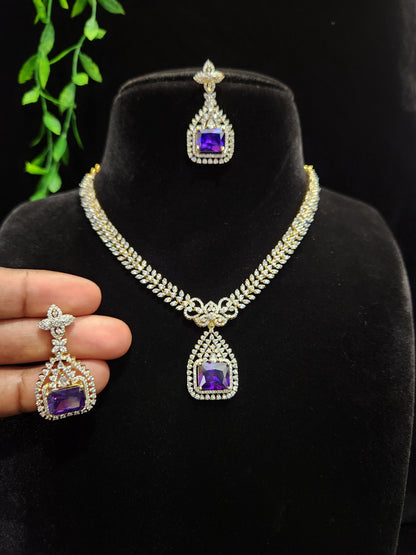 Emerald CZ Leaf Design Necklace Set