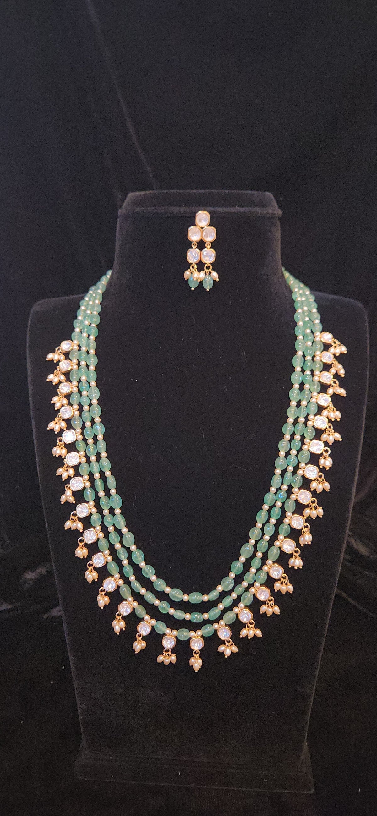 Three Layer Green Beaded Moissanite Haram