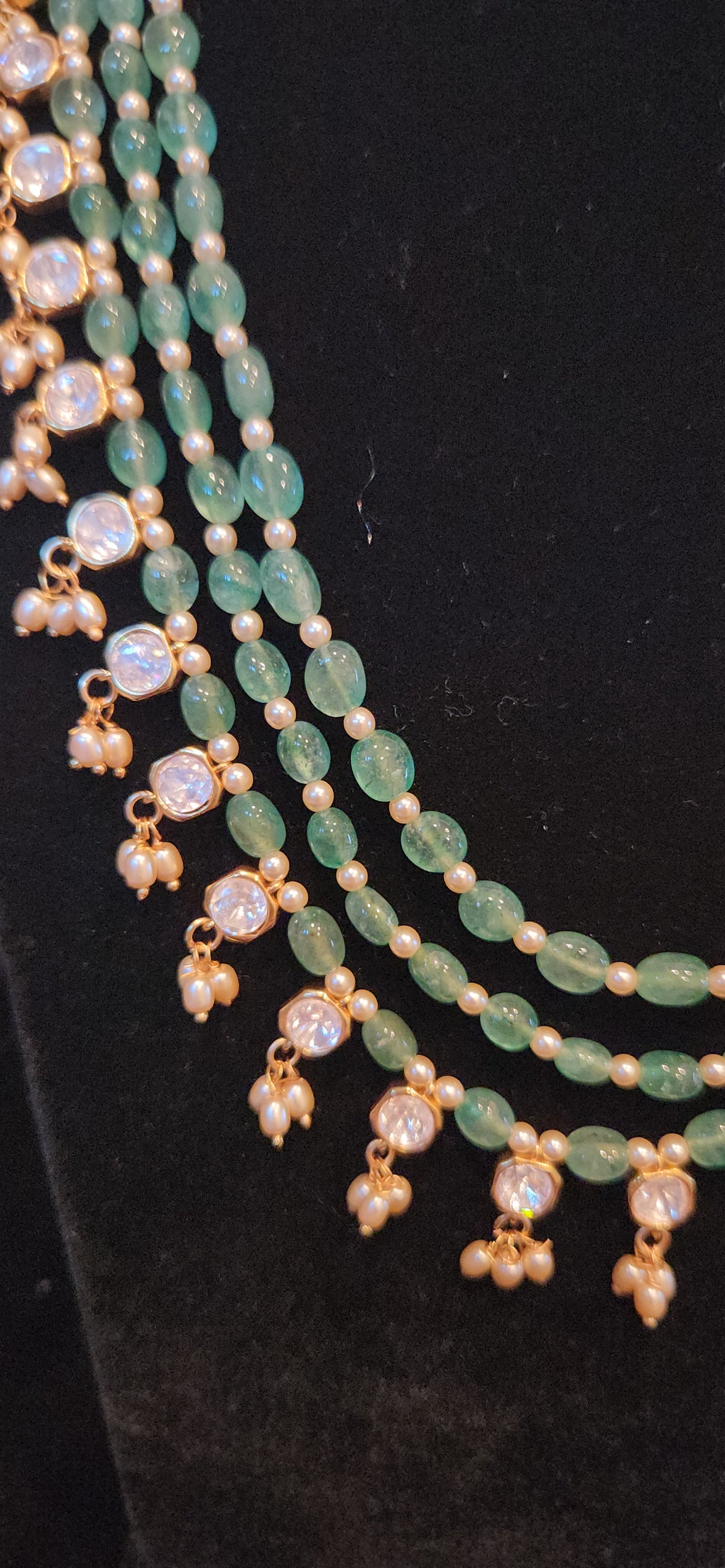 Three Layer Green Beaded Moissanite Haram