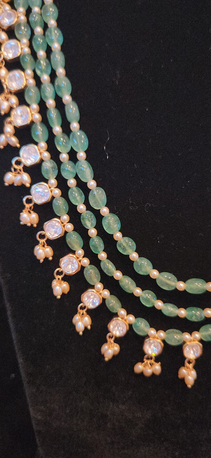 Three Layer Green Beaded Moissanite Haram