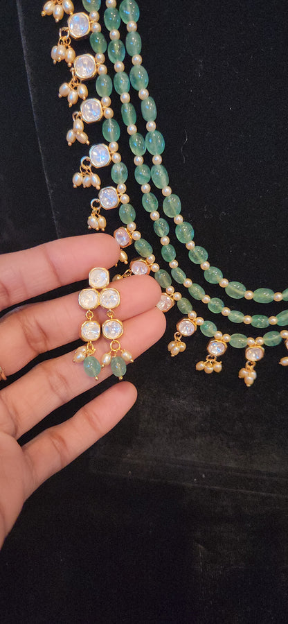 Three Layer Green Beaded Moissanite Haram