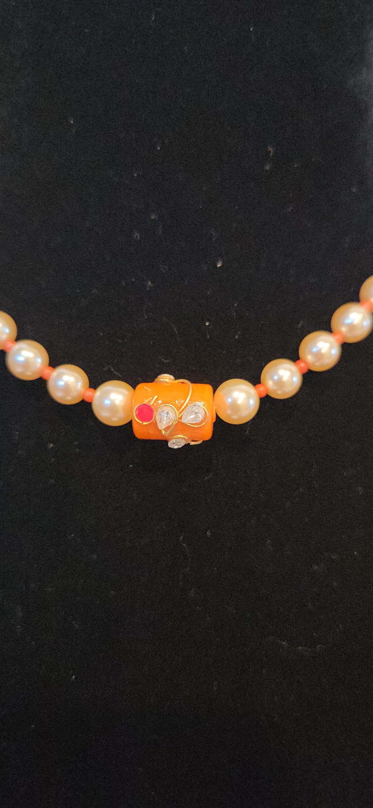 Pearl Necklace with Designer Coral Beads