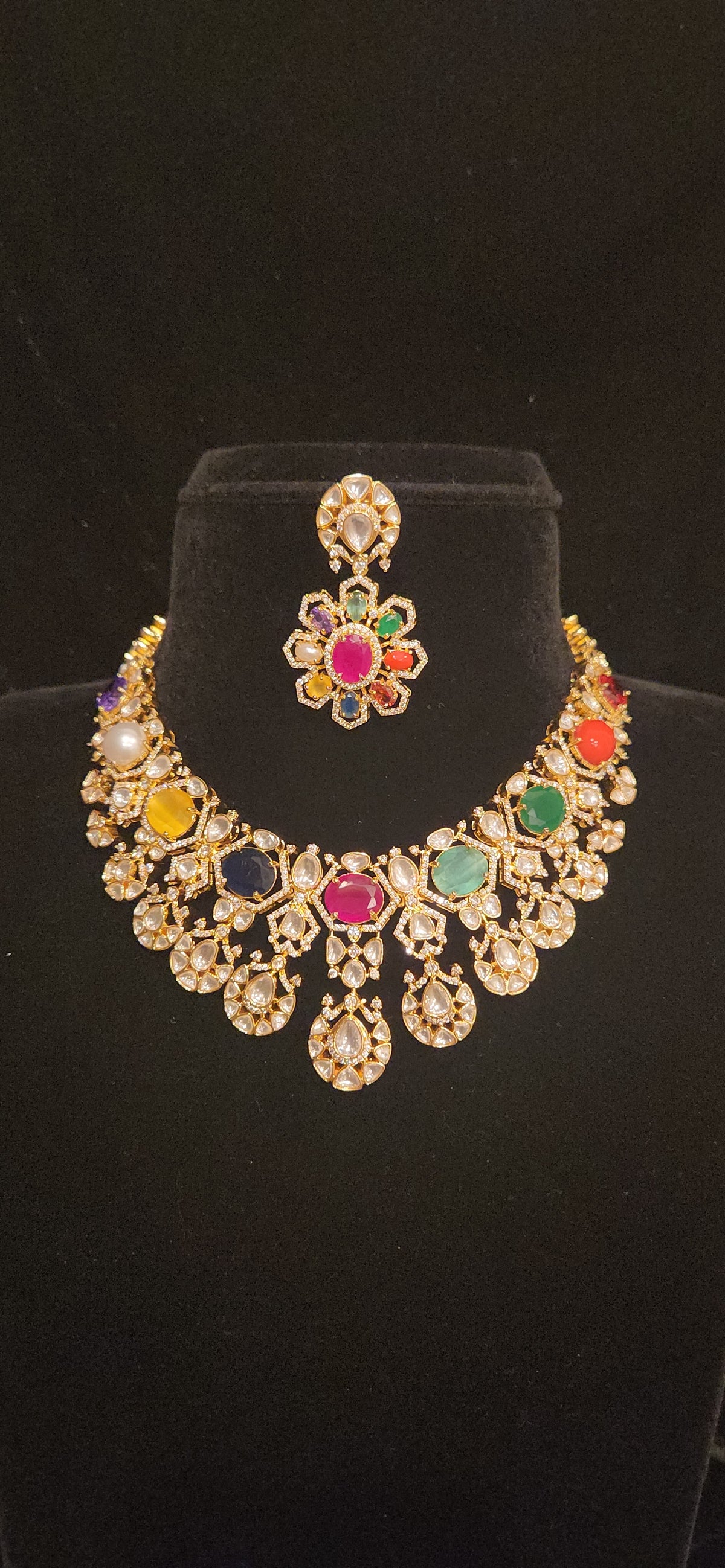 Navarathan Polki Kundan Necklace Set