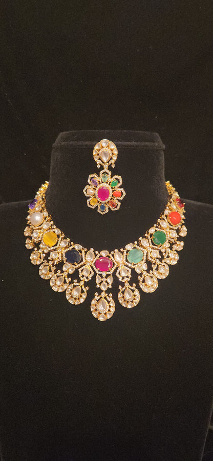 Navarathan Polki Kundan Necklace Set