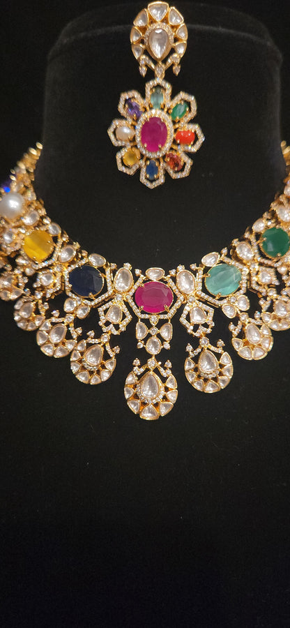 Navarathan Polki Kundan Necklace Set
