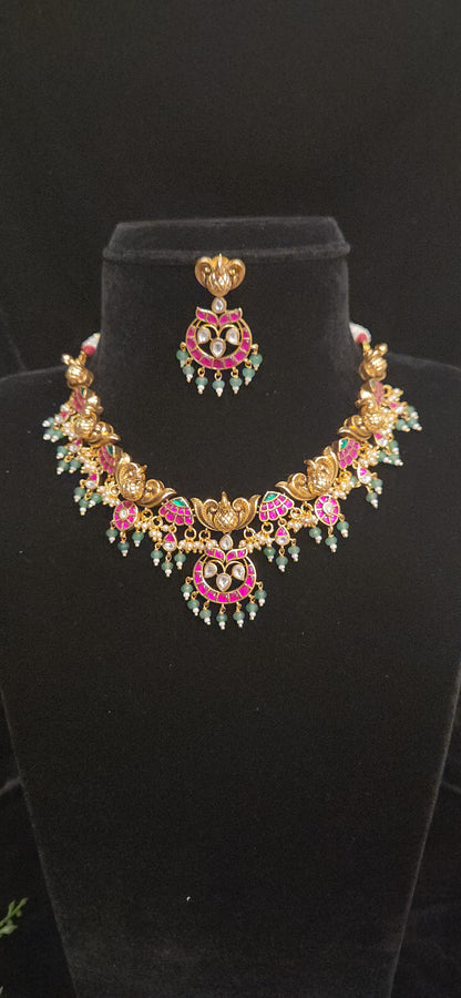 Peacock Kundan Necklace Set