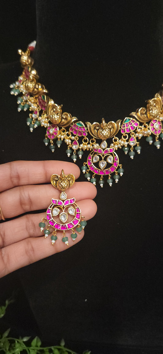 Peacock Kundan Necklace Set