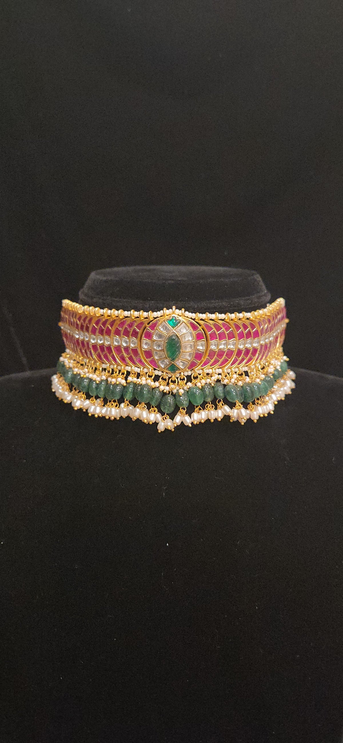 Multicolor Kundan Moon Motif Choker with Bead Hangings