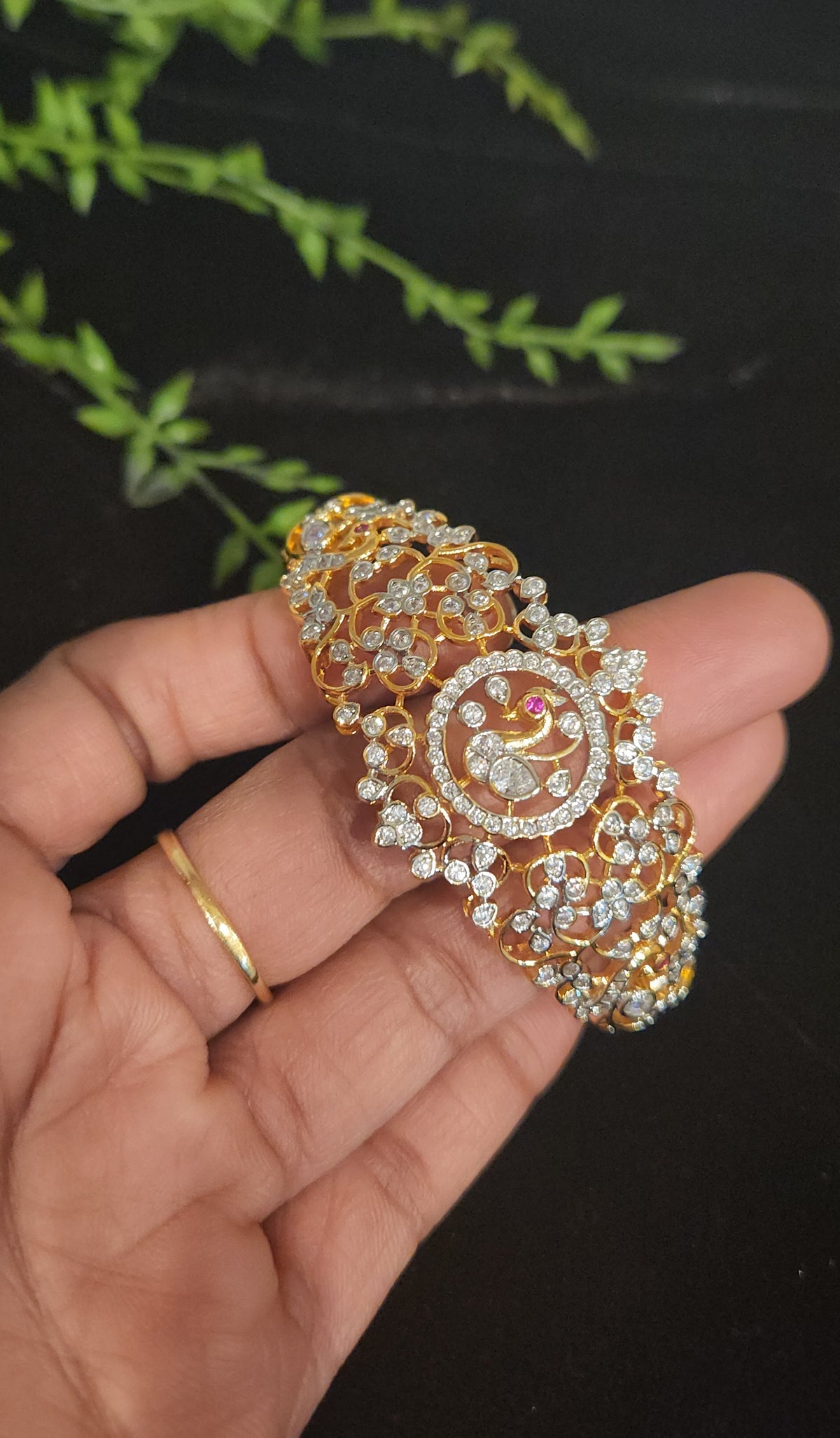 Antique Peacock and Floral Design Bracelet