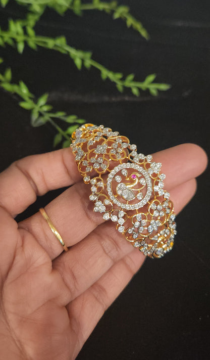 Antique Peacock and Floral Design Bracelet