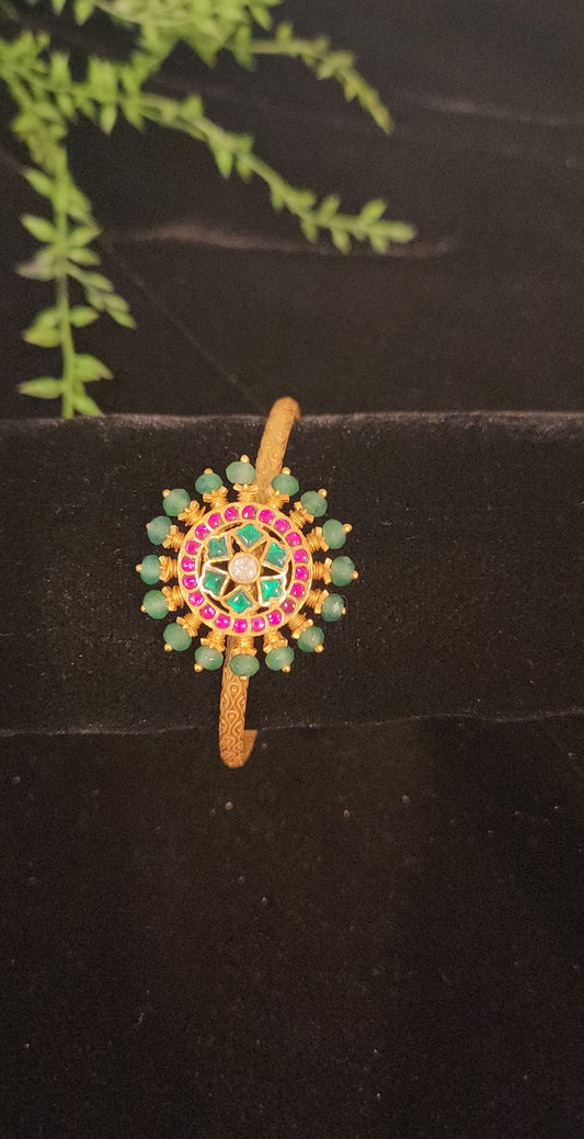 Multicolor Kundan Onyx Designer Bracelet