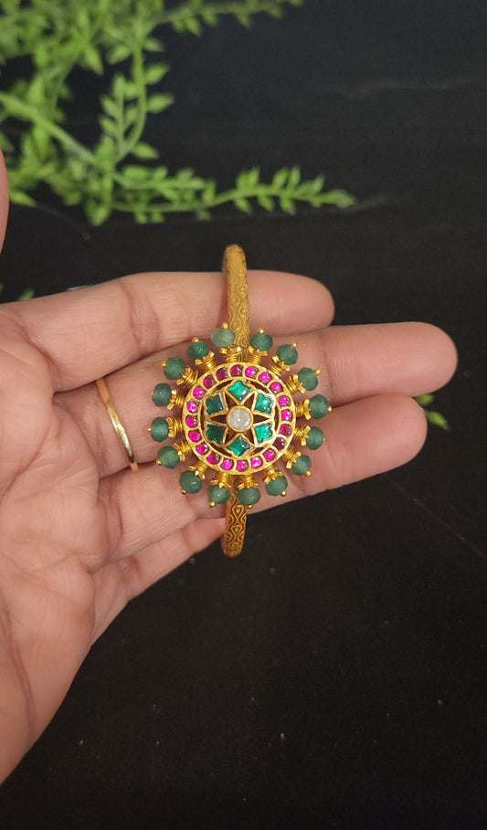 Multicolor Kundan Onyx Designer Bracelet