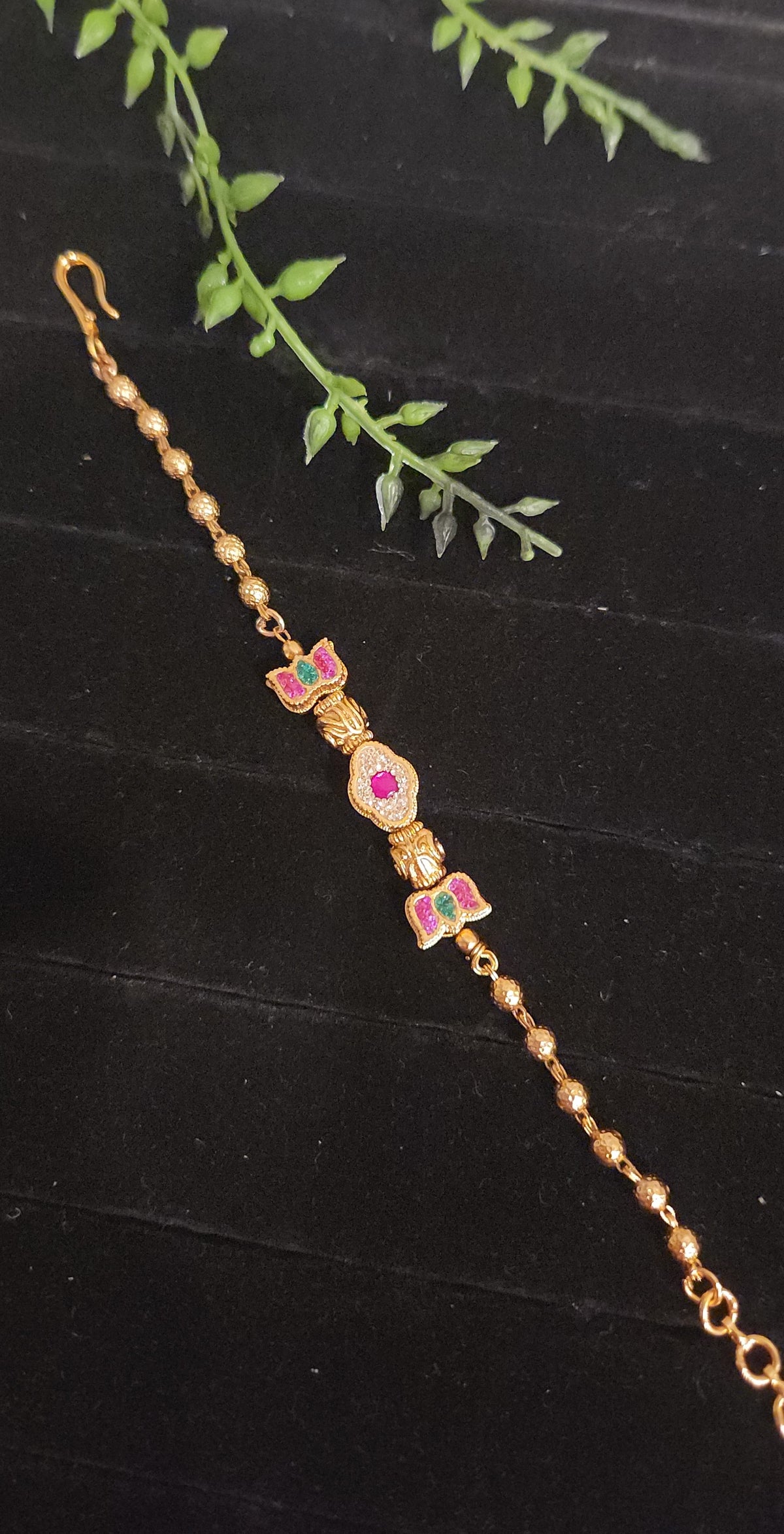 Double Lotus Multicolor Stone Kundan Designer Bracelet