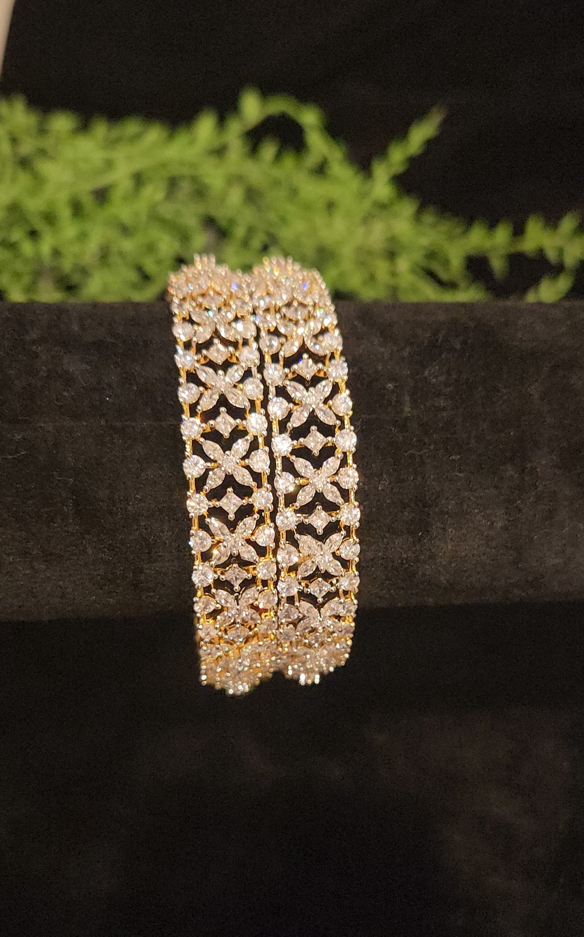 Floral CZ Stone Bangles