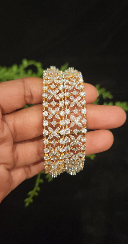 Floral CZ Stone Bangles