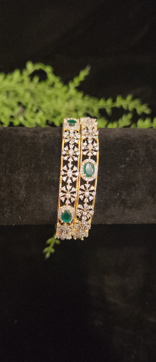 Emerald Centre Stone CZ Designer Bangles