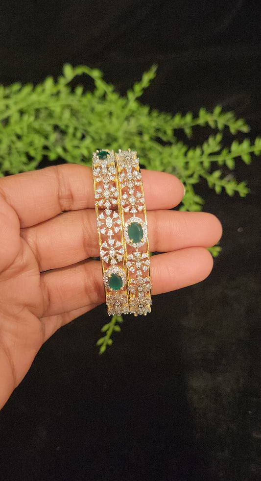 Emerald Centre Stone CZ Designer Bangles