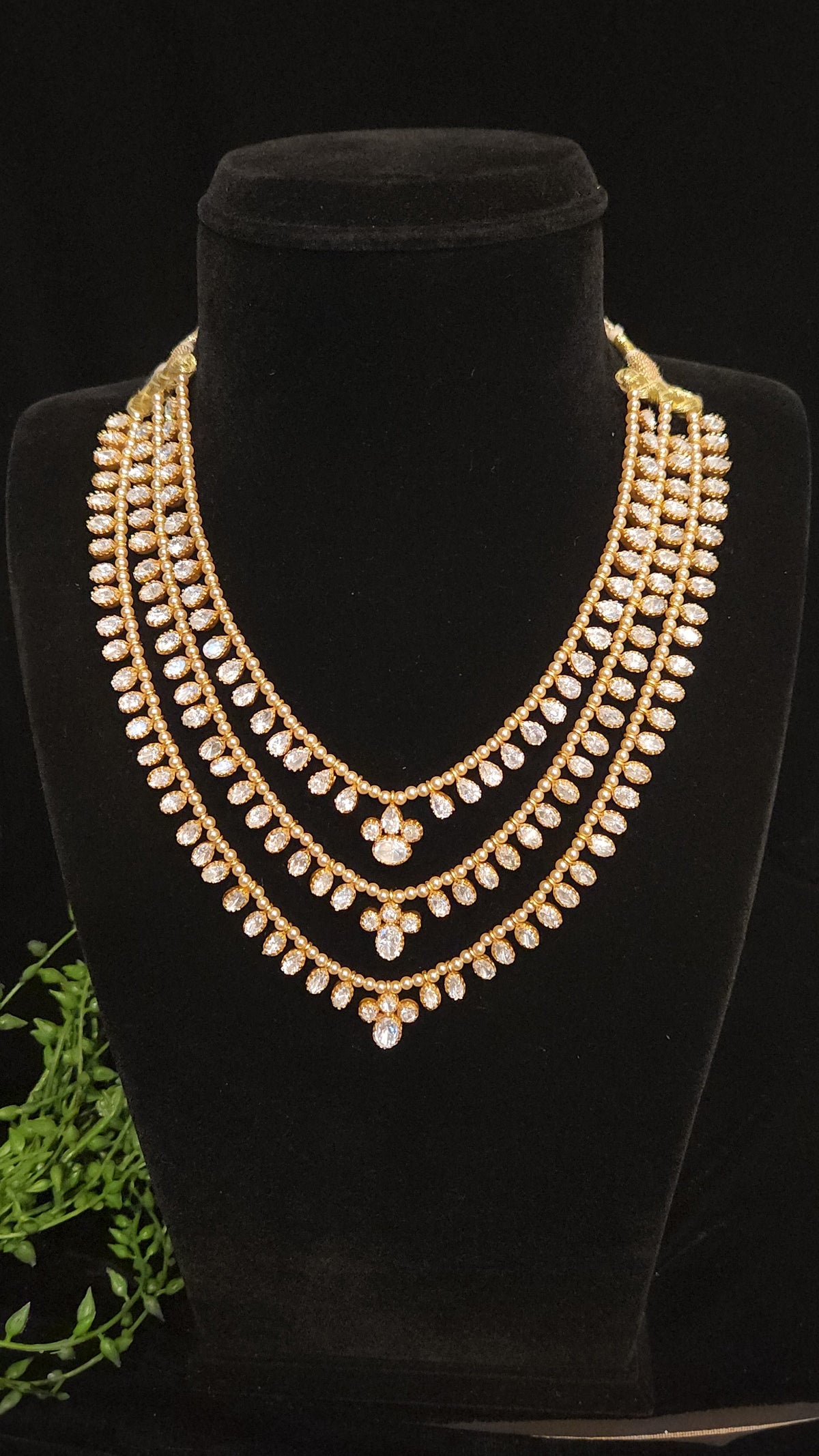 Gold Finish Three Layer Moissanite Mini Haram