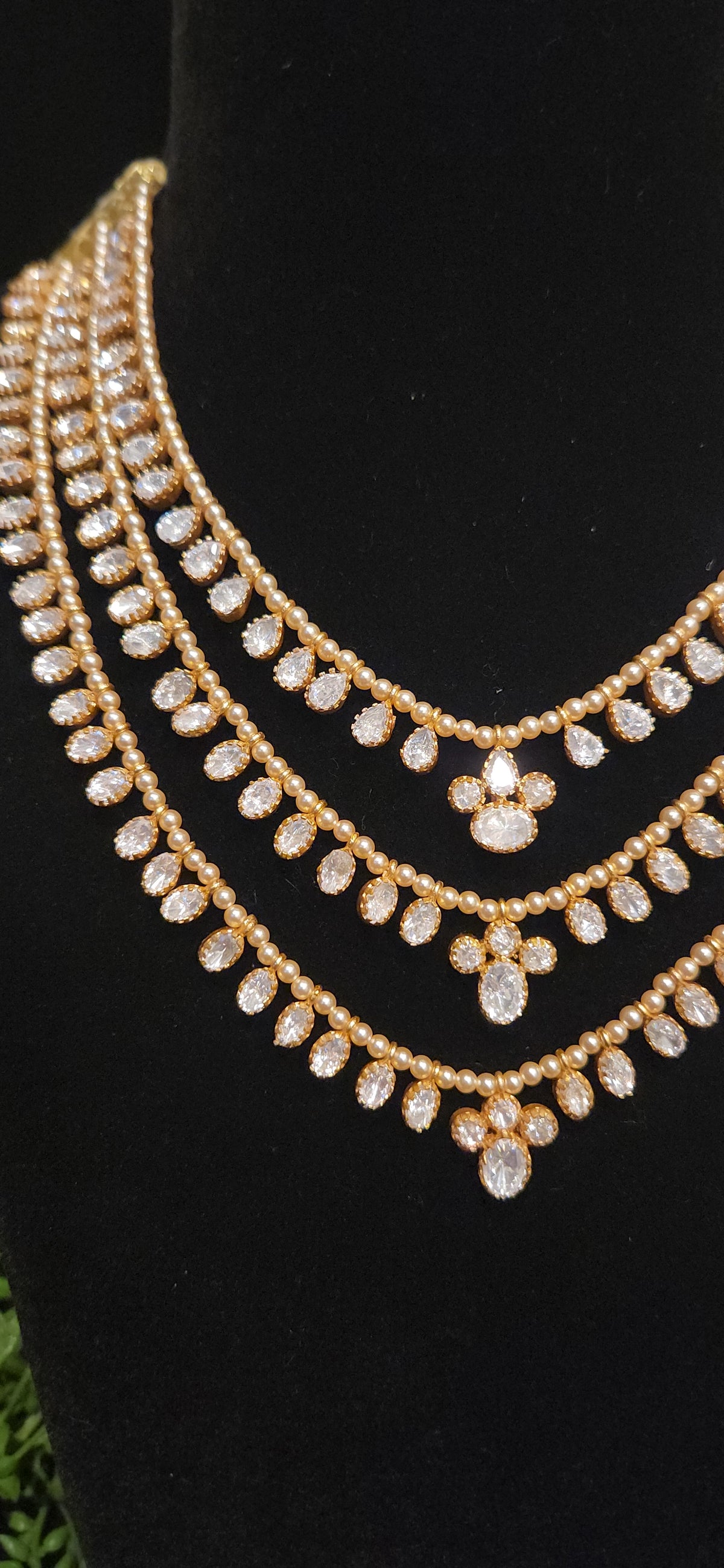 Gold Finish Three Layer Moissanite Mini Haram