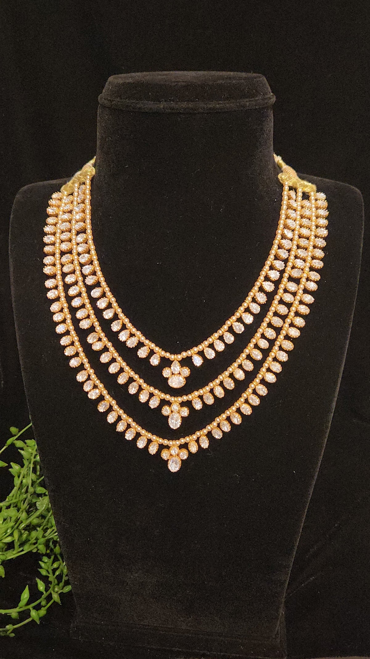 Gold Finish Three Layer Moissanite Mini Haram