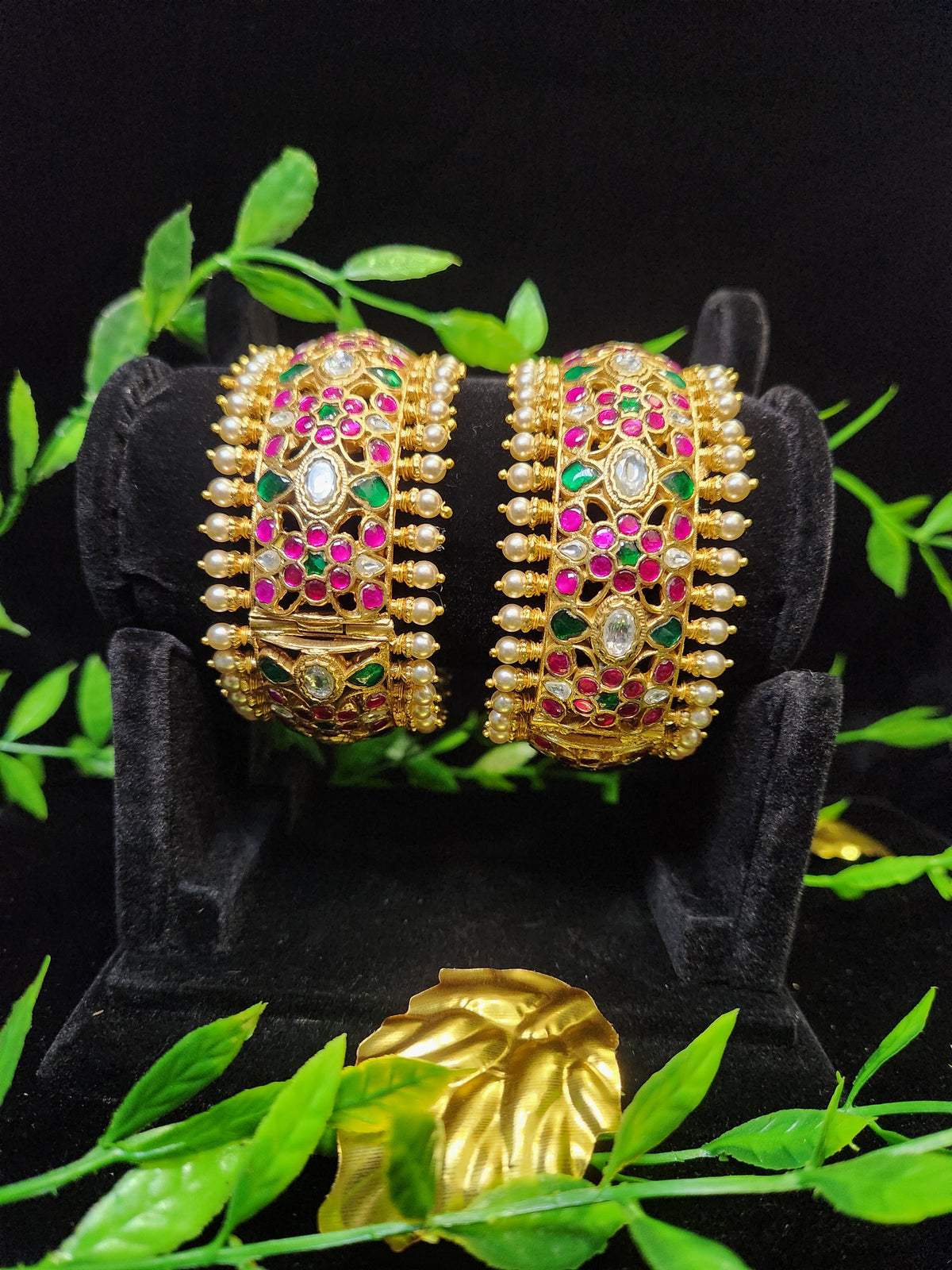 Lavish Multicolour Kundan Floral Openable Kadas