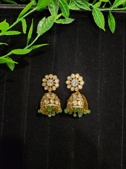 Moissanite Jhumka with Sunflower Studs