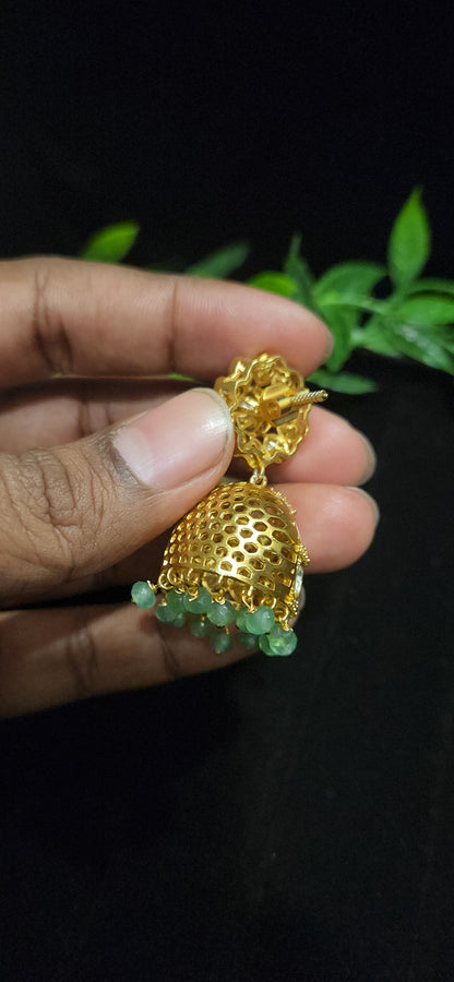 Moissanite Jhumka with Sunflower Studs