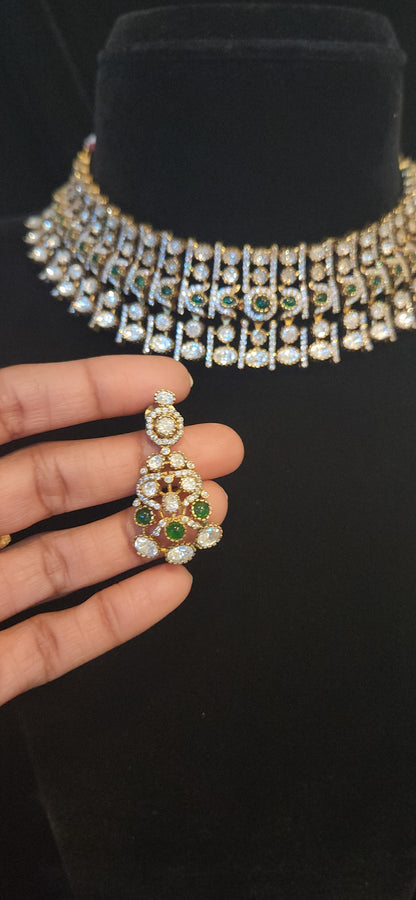 Victorian Finish Emerald Moissanite Choker