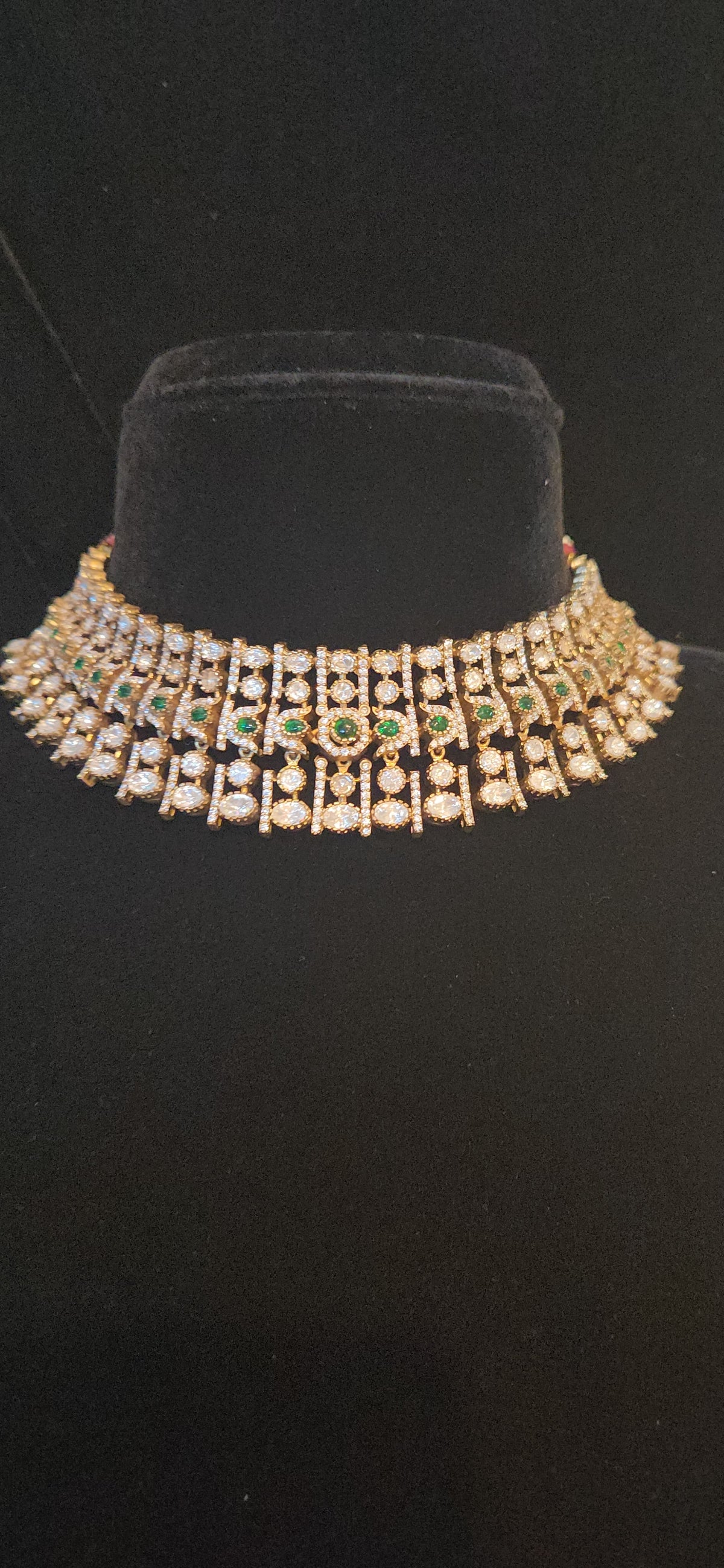 Victorian Finish Emerald Moissanite Choker