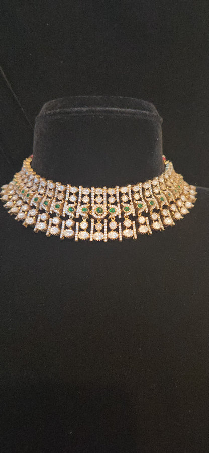 Victorian Finish Emerald Moissanite Choker