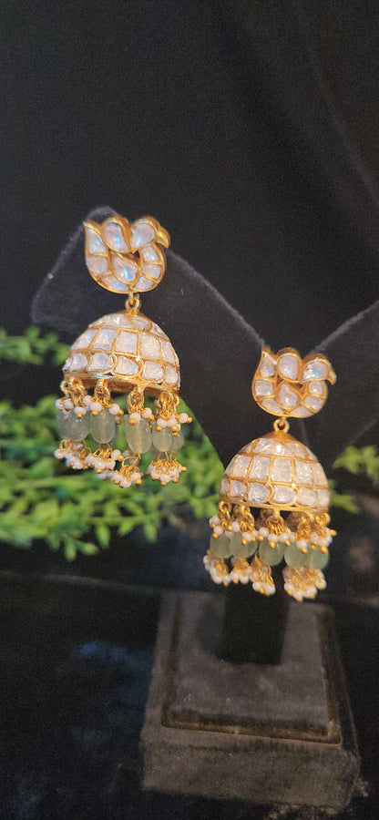 Moissanite Parrot Motif Jhumkas