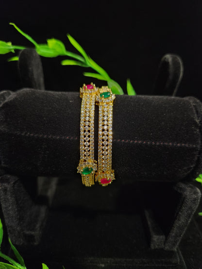 CZ Kids Bangles – Ruby & Green Multicolor