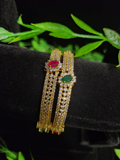 CZ Kids Bangles – Ruby & Green Multicolor