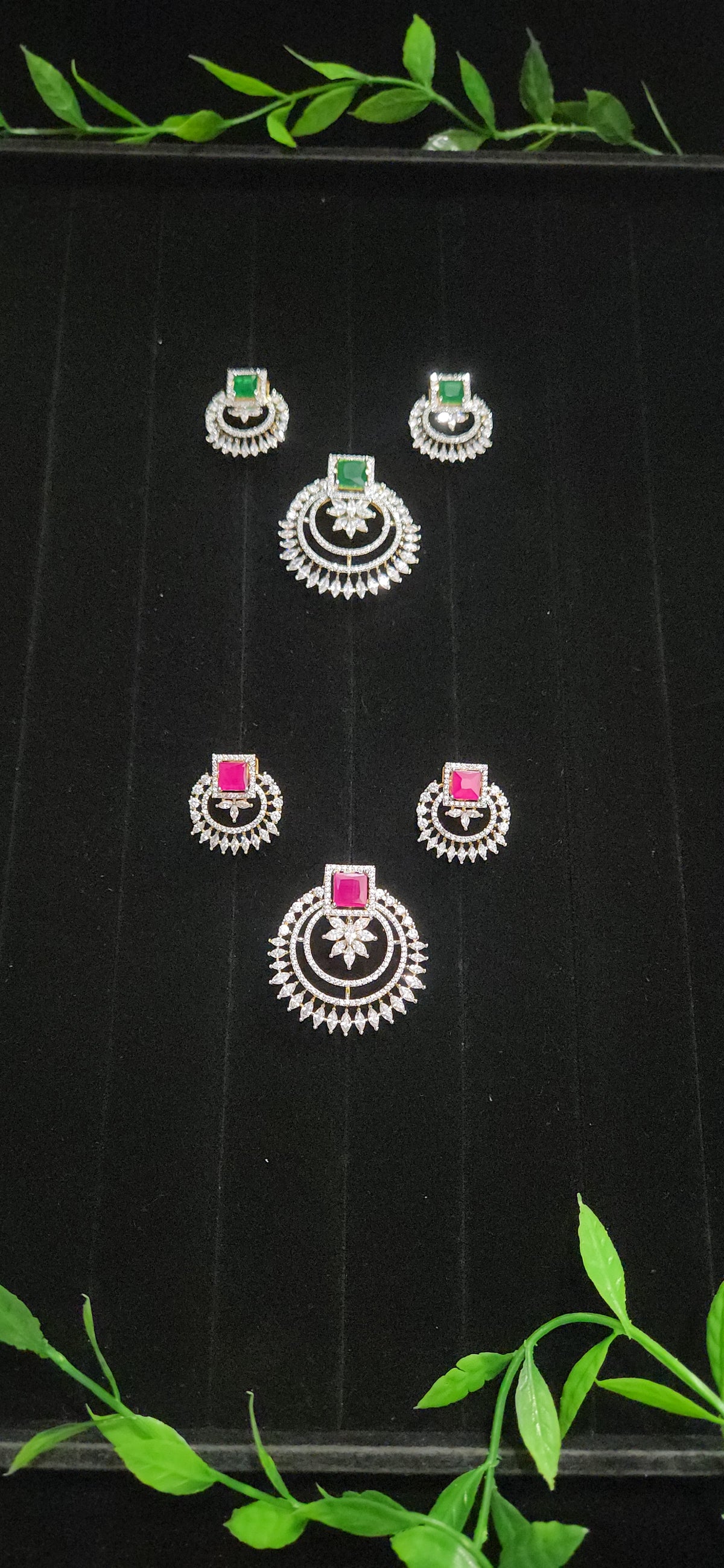 Diamond Finish CZ Round Pendant Set