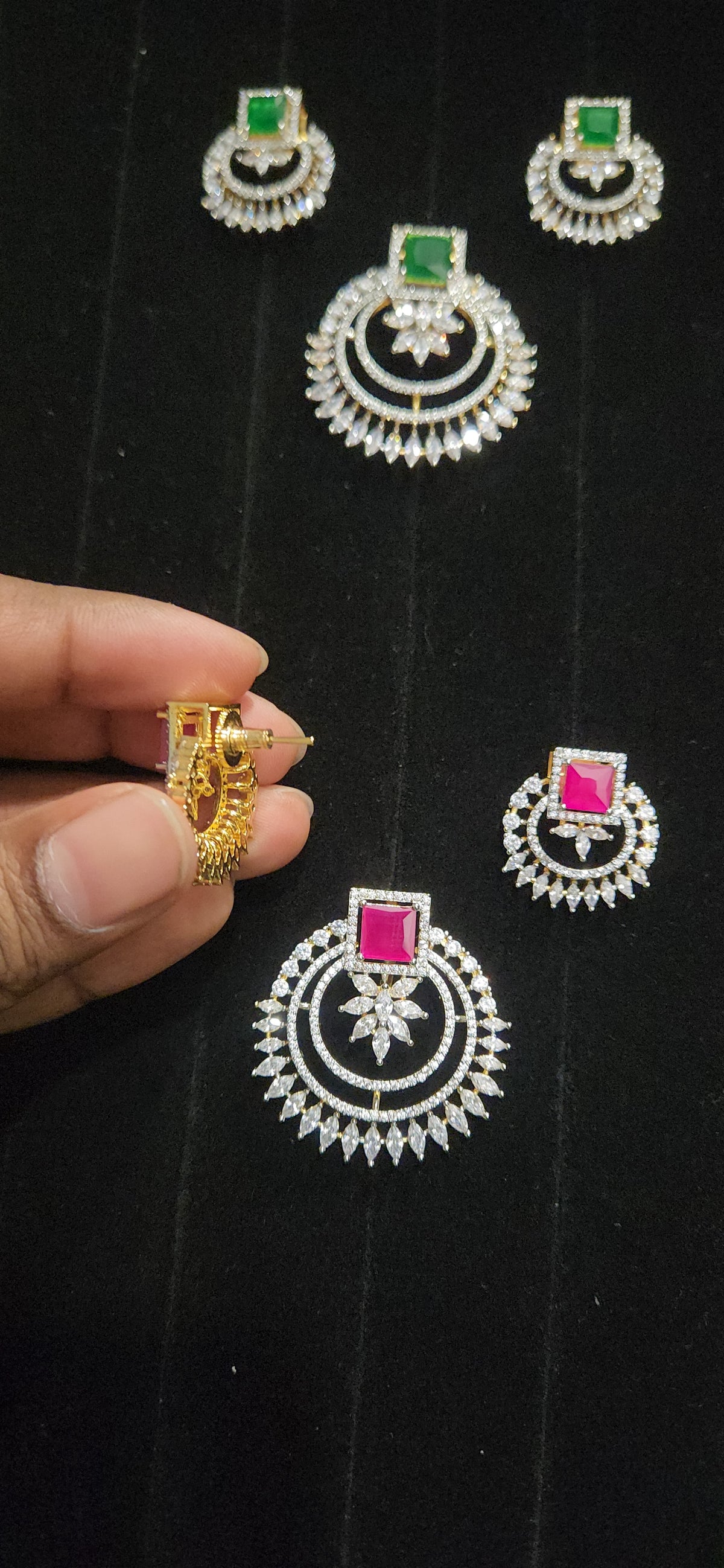 Diamond Finish CZ Round Pendant Set
