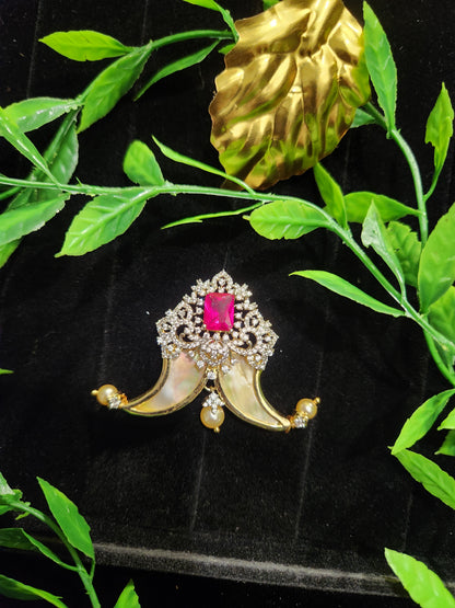 Diamond Finish CZ Tiger Nail Pendant with Pearl Drop