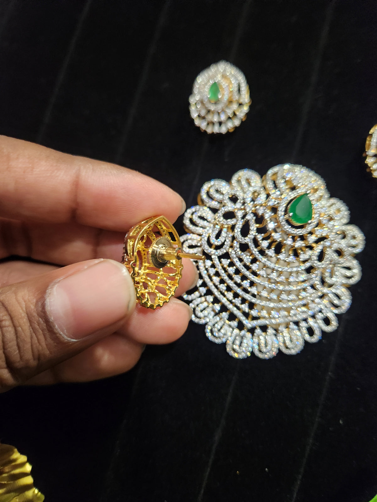 Diamond Finish CZ Floral Pendant Set